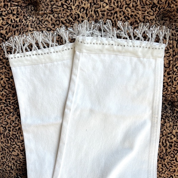 JUICY COUTURE BLACK LABEL White Fringe Embellished Boyfriend Jeans Size 26. - Picture 4 of 10